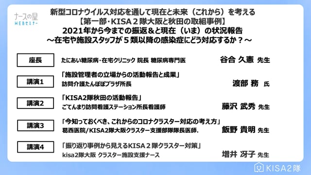 新型コロナウイルス対応を通して現在と未来（これから）を考える 【第一部・KISA２隊秋田と大阪の取組事例】