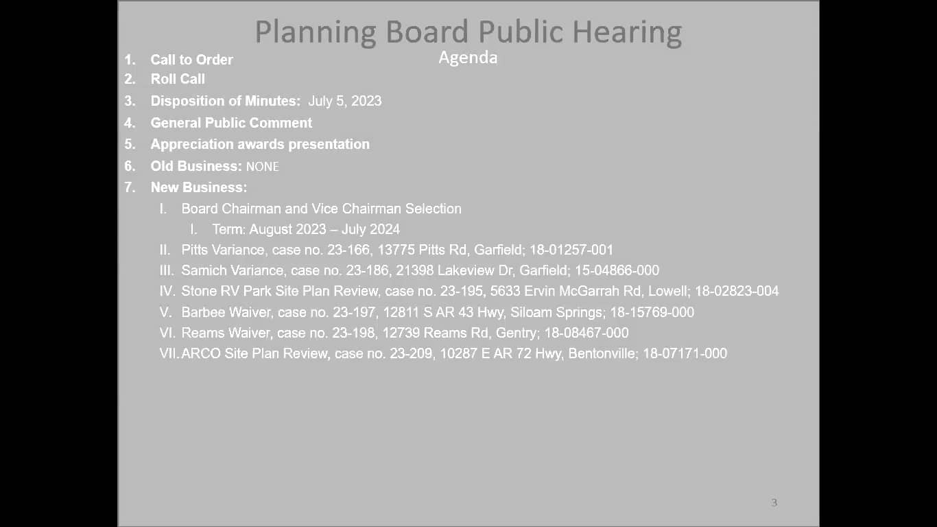 July 19, 2023 Planning Board Meeting on Vimeo