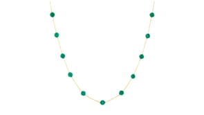 3.70 ct. t.w. Emerald Station Bead Necklace in 14kt Yellow Gold
