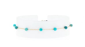 3-3.5mm Turquoise Bead Station Bracelet in 14kt Yellow Gold