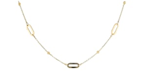 Italian 14kt Yellow Gold Bead and Paper Clip Link Station Necklace