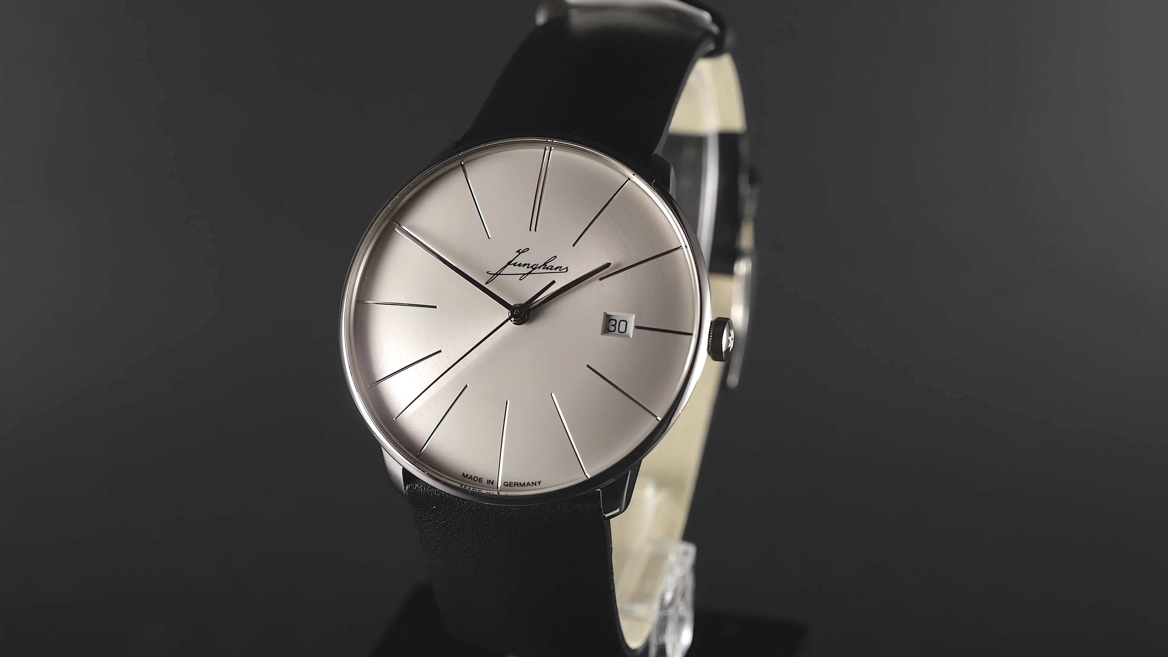 Junghans Meister fein Automatik Signatur Herrenuhr Schwarz Silber Saphirglas 40mm 027 4355.00