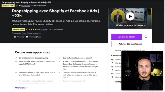 vous fournir une formation dropshipping 23 heures