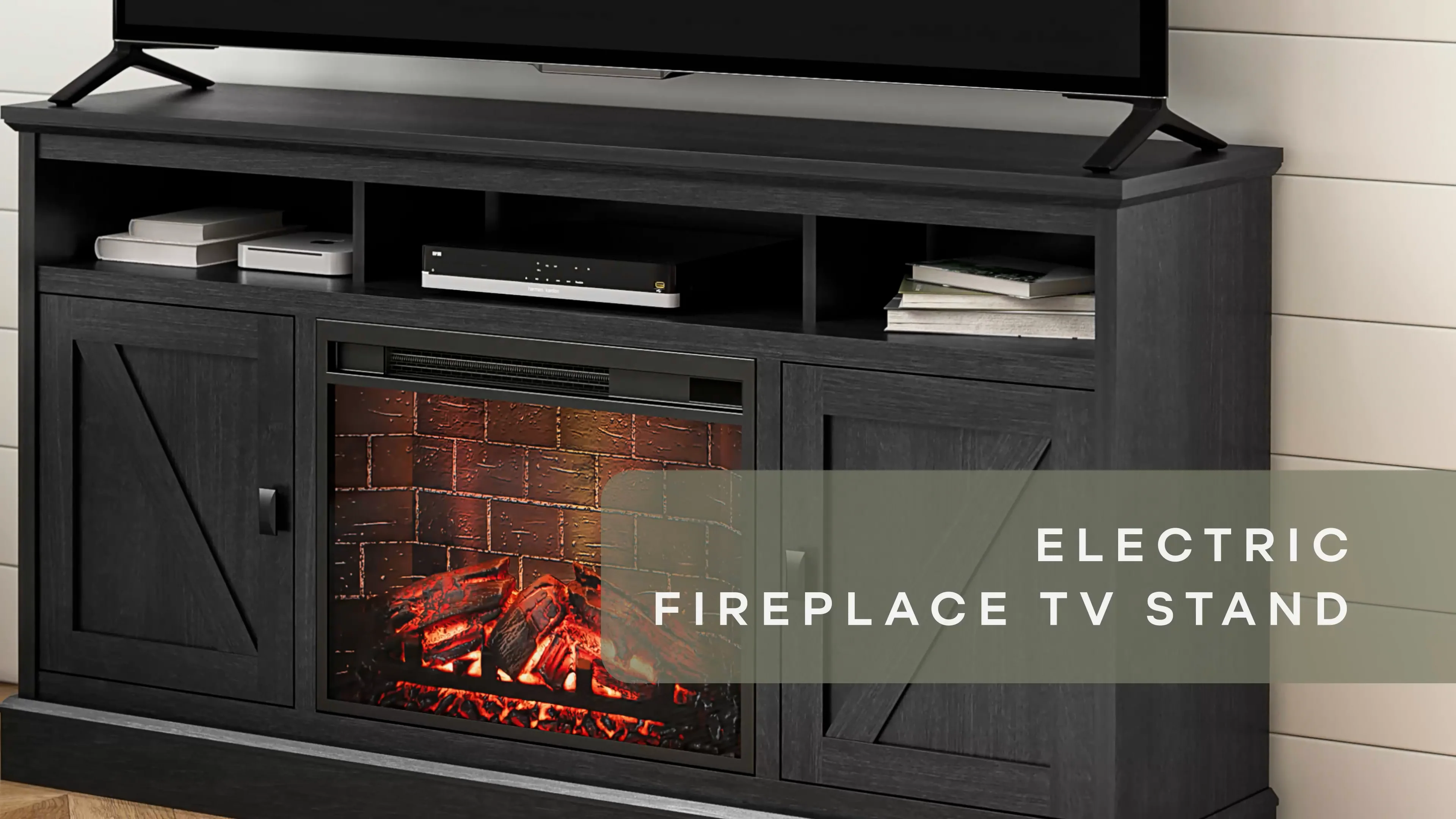 Ashton Lane Fireplace TV Stand Feature Video Black Oak on Vimeo