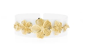 18kt Gold Over Sterling Openwork Flower Bolo Bracelet