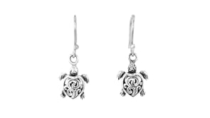 Sterling Silver Turtle Jewelry Set Necklace and Drop Earrings