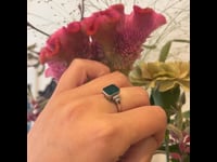 Diamant smaragd platina rechthoekige ring 10379-4986