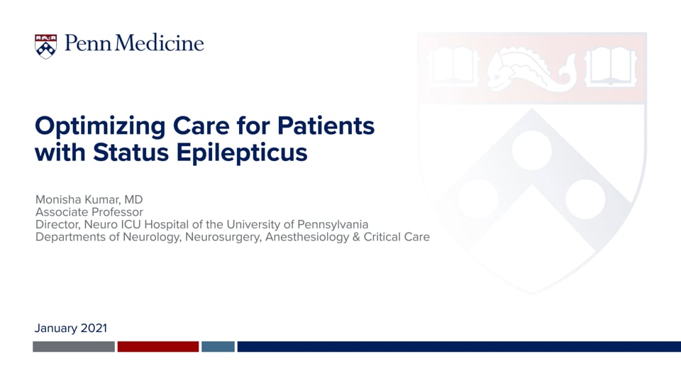 Watch video titled Optimizing Care for Patient with Status Epilepticus on Vimeo