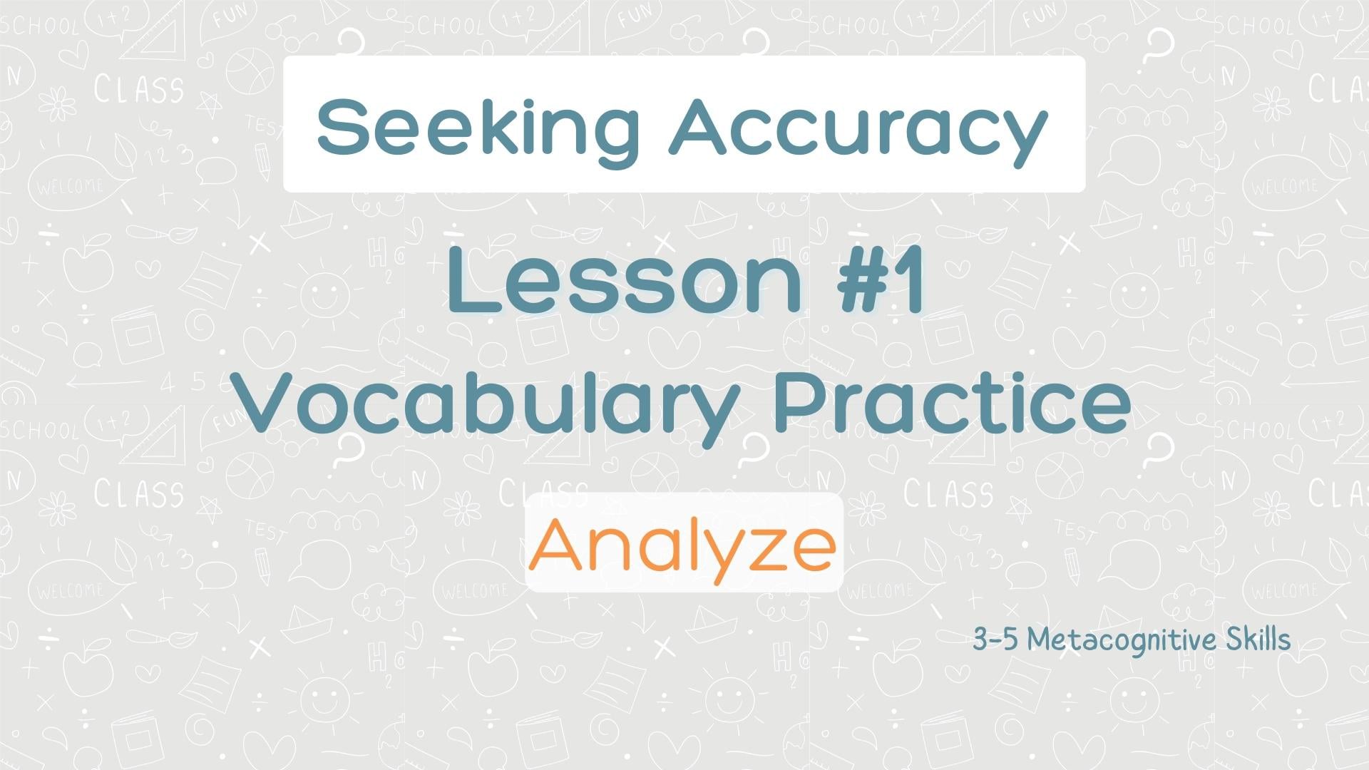 Lesson #1 Vocabulary Practice: Analyze video thumbnail