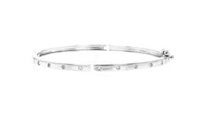 25 ct. t.w. Diamond Station Bangle Bracelet in Sterling Silver