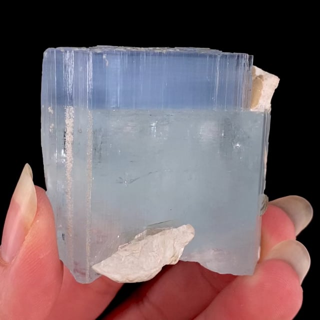 Beryl var: Aquamarine (with rare dark blue ''cap'')