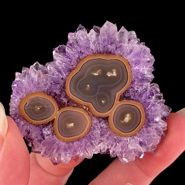 Quartz var: Amethyst with Chalcedony (polished slice)