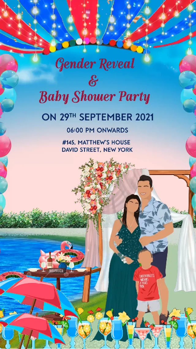 Pool party store baby shower invitations