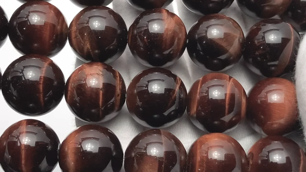 レッドタイガーアイ ラウンド18mm 1/4連～1連｜天然石ビーズの卸問屋