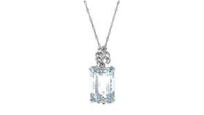 6.97 Carat Aquamarine Pendant Necklace with Diamond Accents in 14kt White Gold