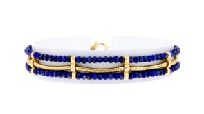 Lapis Bead and Snake-Chain Bracelet in 18kt Gold Over Sterling