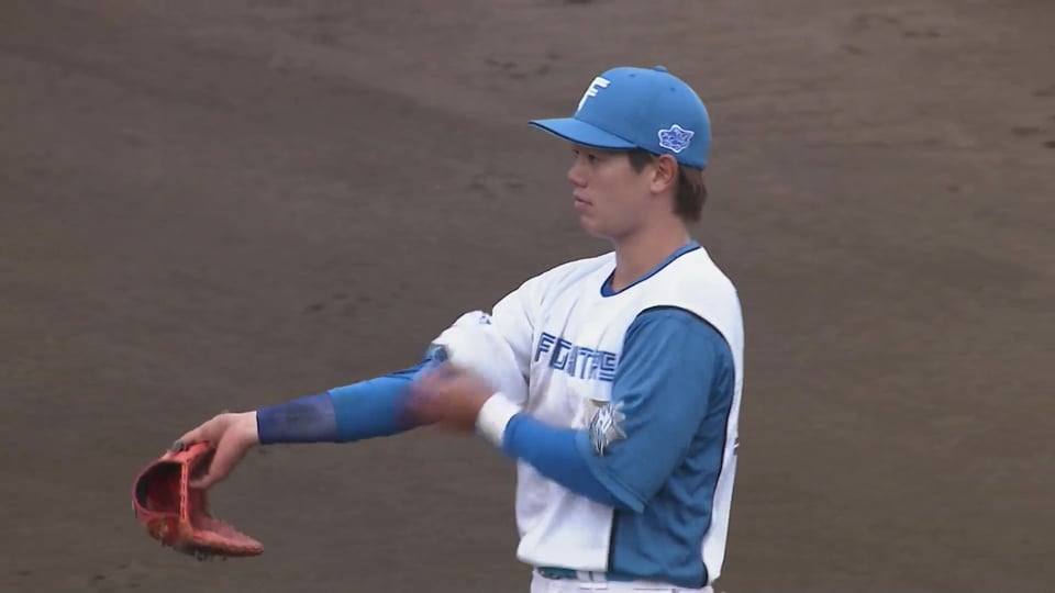 【ファーム】ファイターズ・福田光輝が好反応でダブルプレーを完成させる!!  2023年8月1日 北海道日本ハムファイターズ 対 東京ヤクルトスワローズ