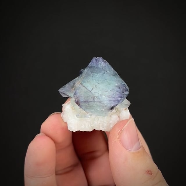 Fluorite on Calcite (both fluorescent) | Timahdit, Ifrane Prov., Fès ...