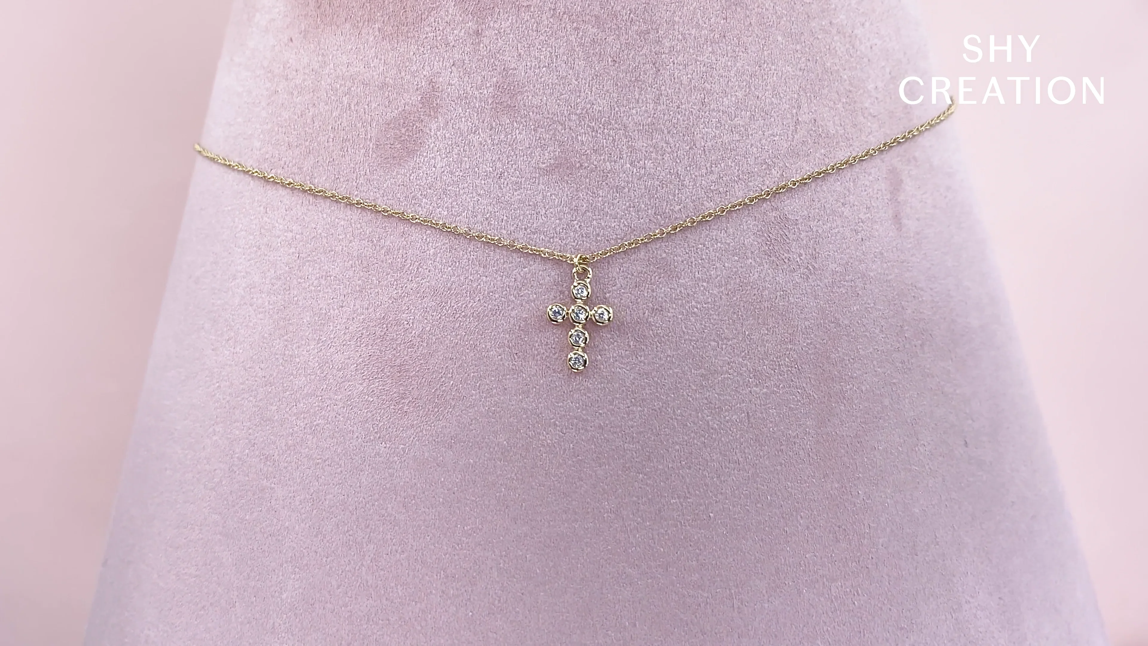 0.08CT DIAMOND BEZEL CROSS NECKLACE – Shy Creation