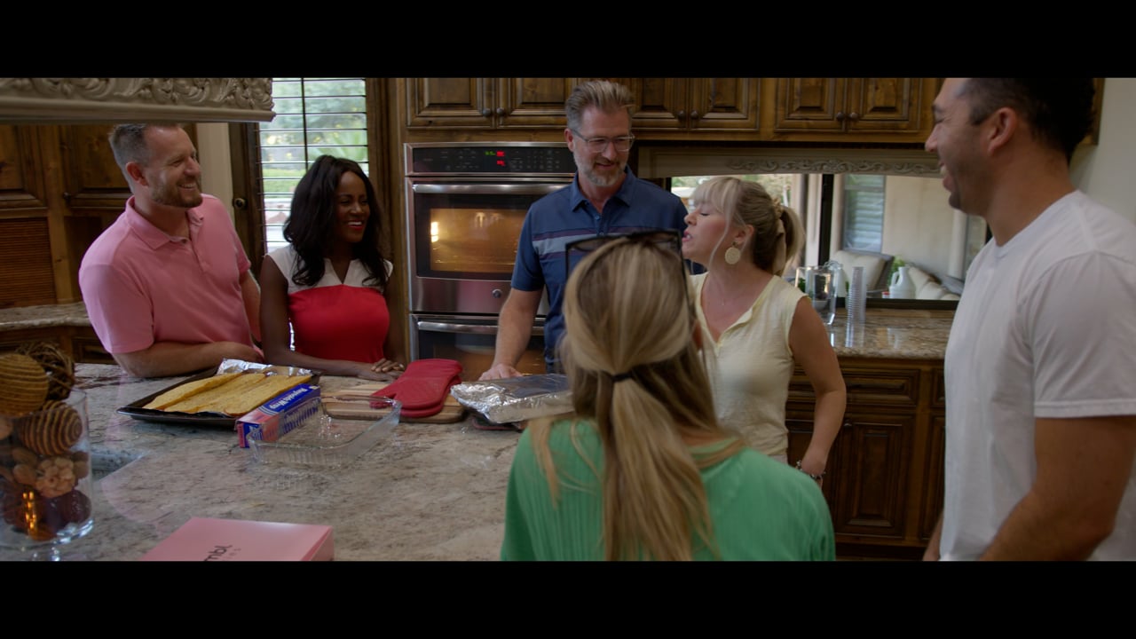 Friends gathered in a kitchen for a small group