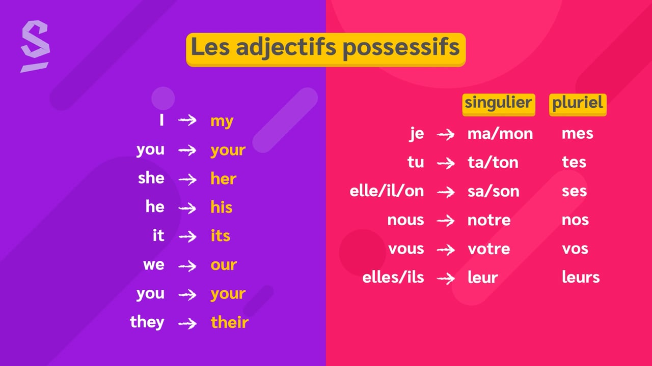 Determinants Possessif Anglais Les adjectifs et les pronoms possessifs : cours 6e - Anglais