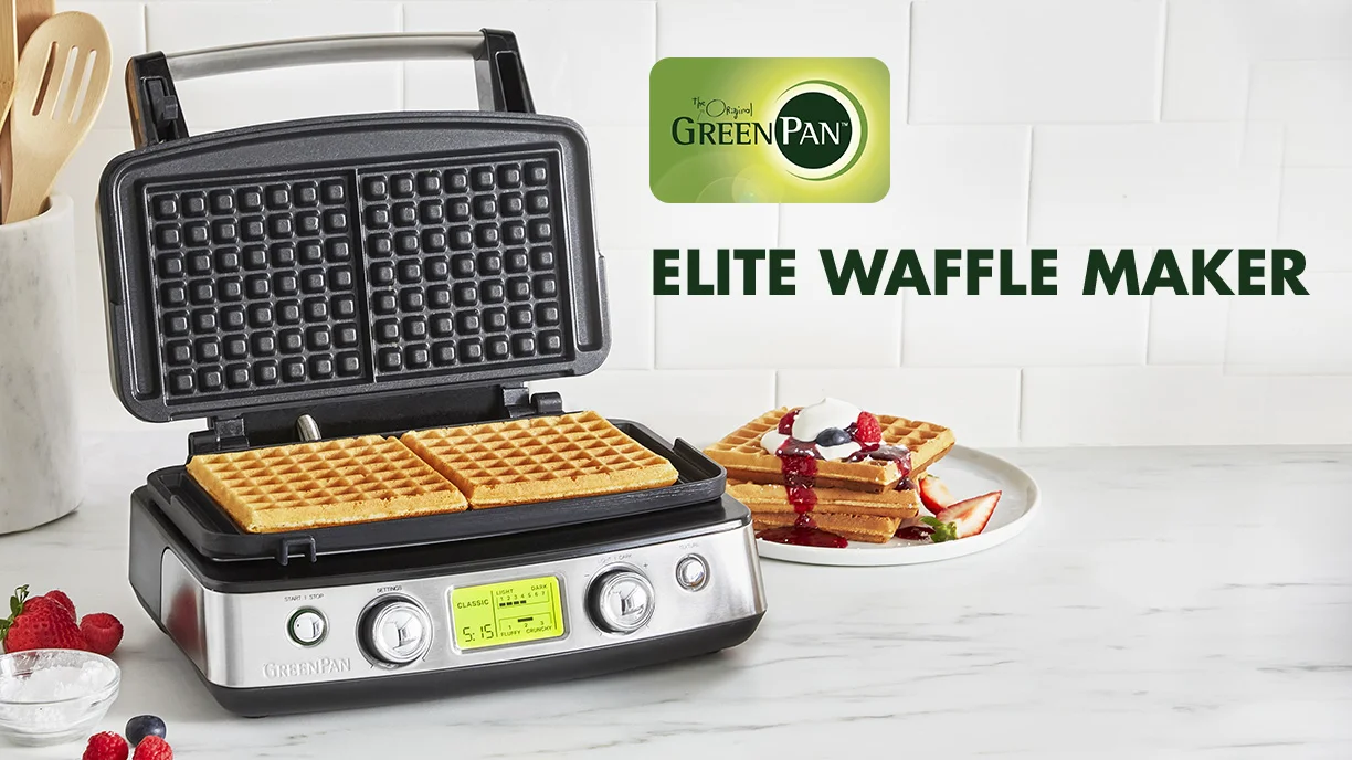 GreenPan Elite Ceramic Nonstick 2 Square Waffle Maker - Black