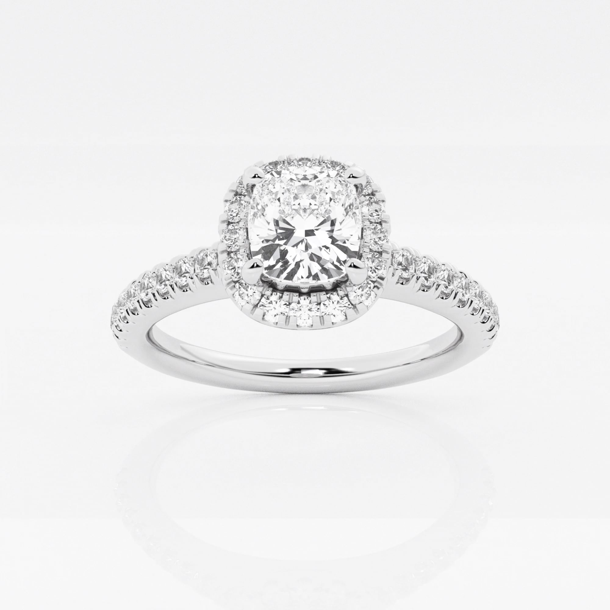 3.50 Carat Cushion Lab Created Diamond Engagement Ring with Hidden Halo 8 / White Gold