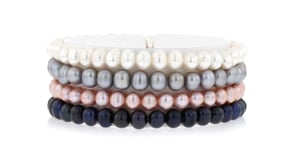 5-6mm Multicolored Cultured Pearl Jewelry Set Four Stretch Bracelets