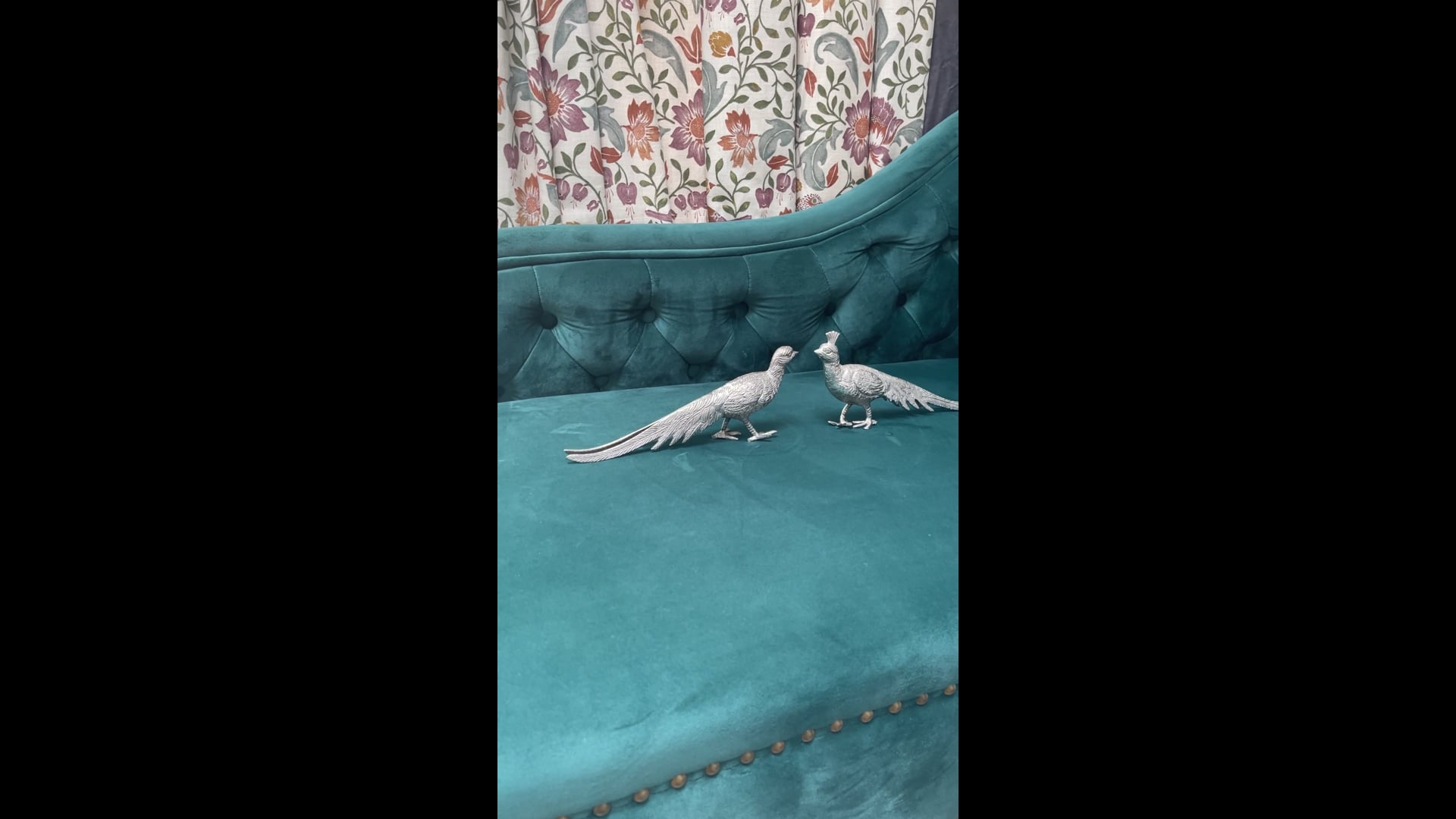 Antique Pair of Silver Peacock Stand, Decoration Object for Home