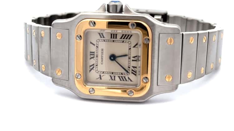 Cartier Galbe Santos two tone ladies bracelet watch curved v10507