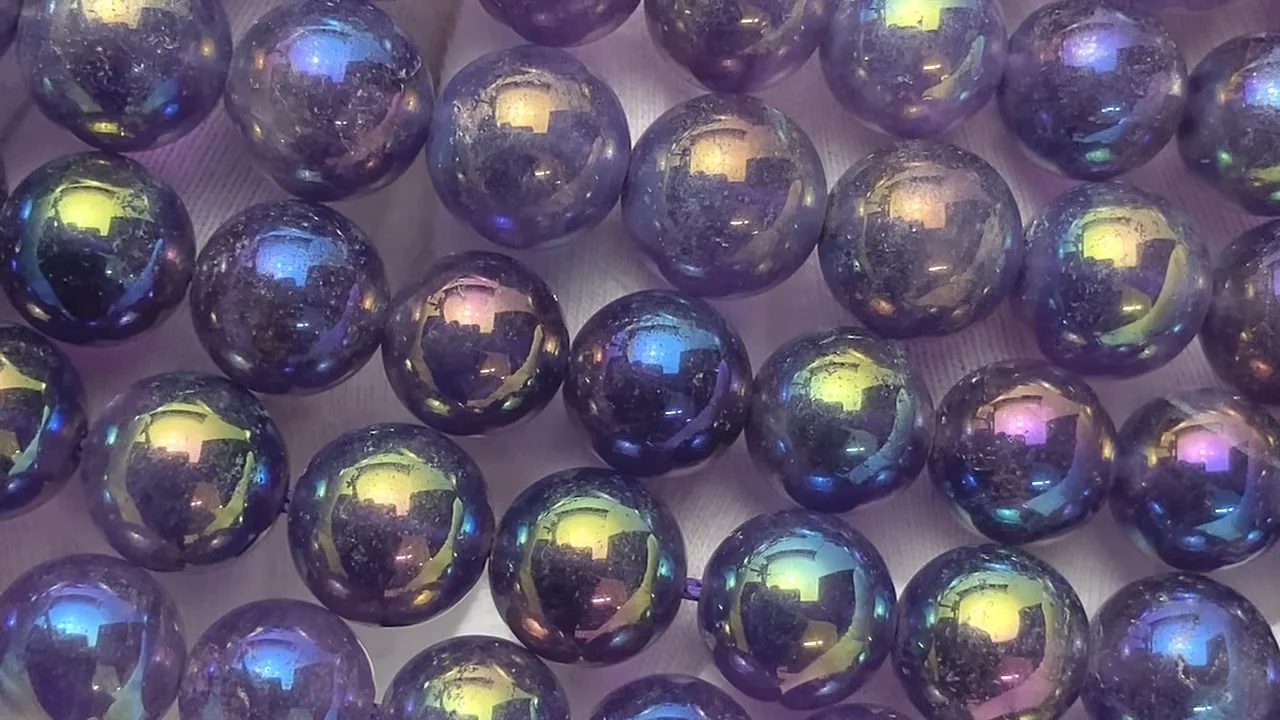 フラッシュ・アメジスト ラウンド10mm 1連｜天然石ビーズの卸問屋