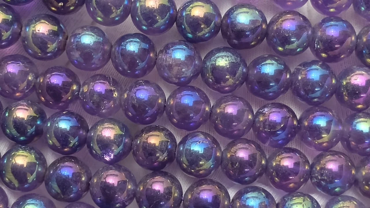 アメジスト フラッシュ・アメジスト ラウンド8mm 1連｜天然石ビーズの卸問屋・通販