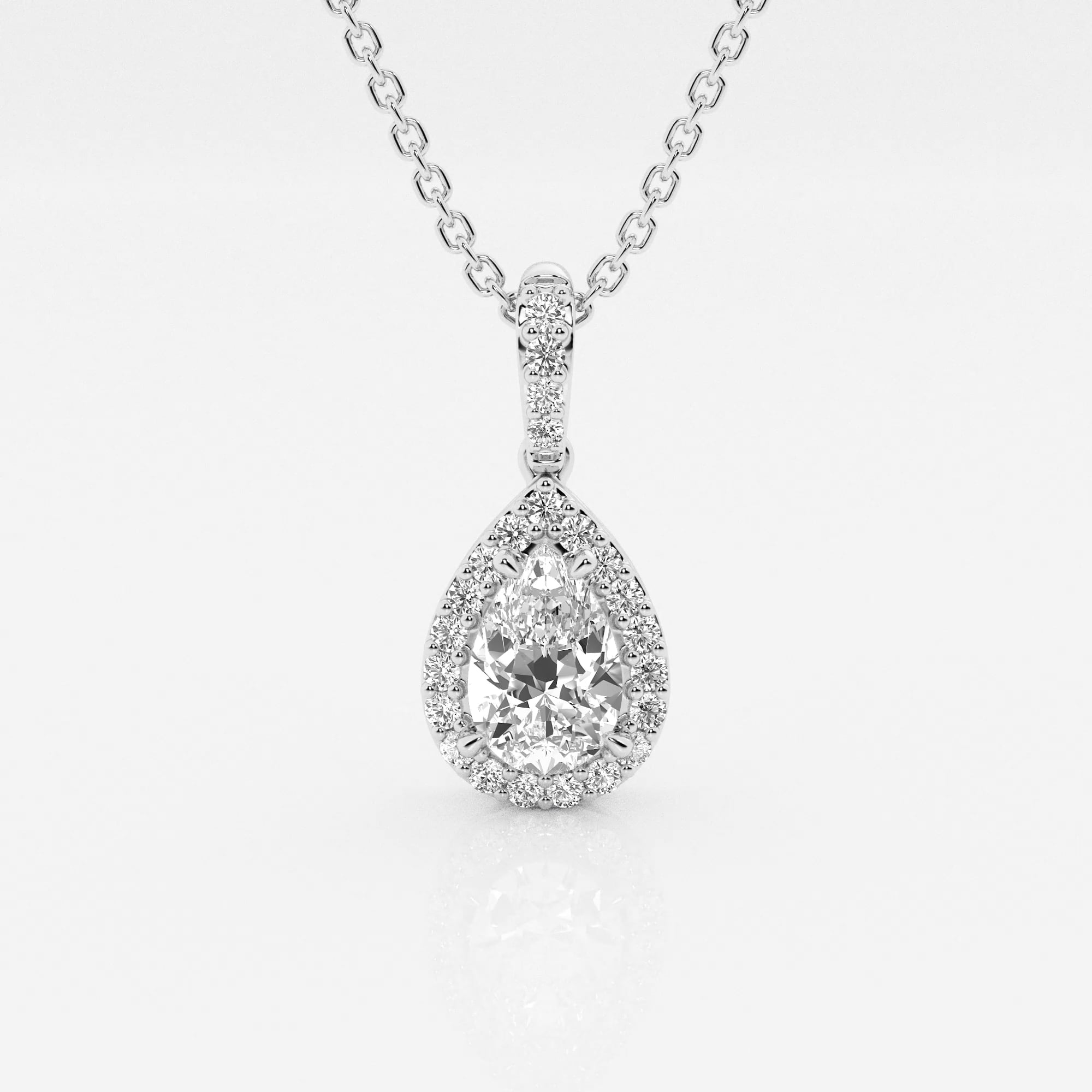 product video for 3/4 ctw Pear Lab Grown Diamond Halo Fashion Pendant