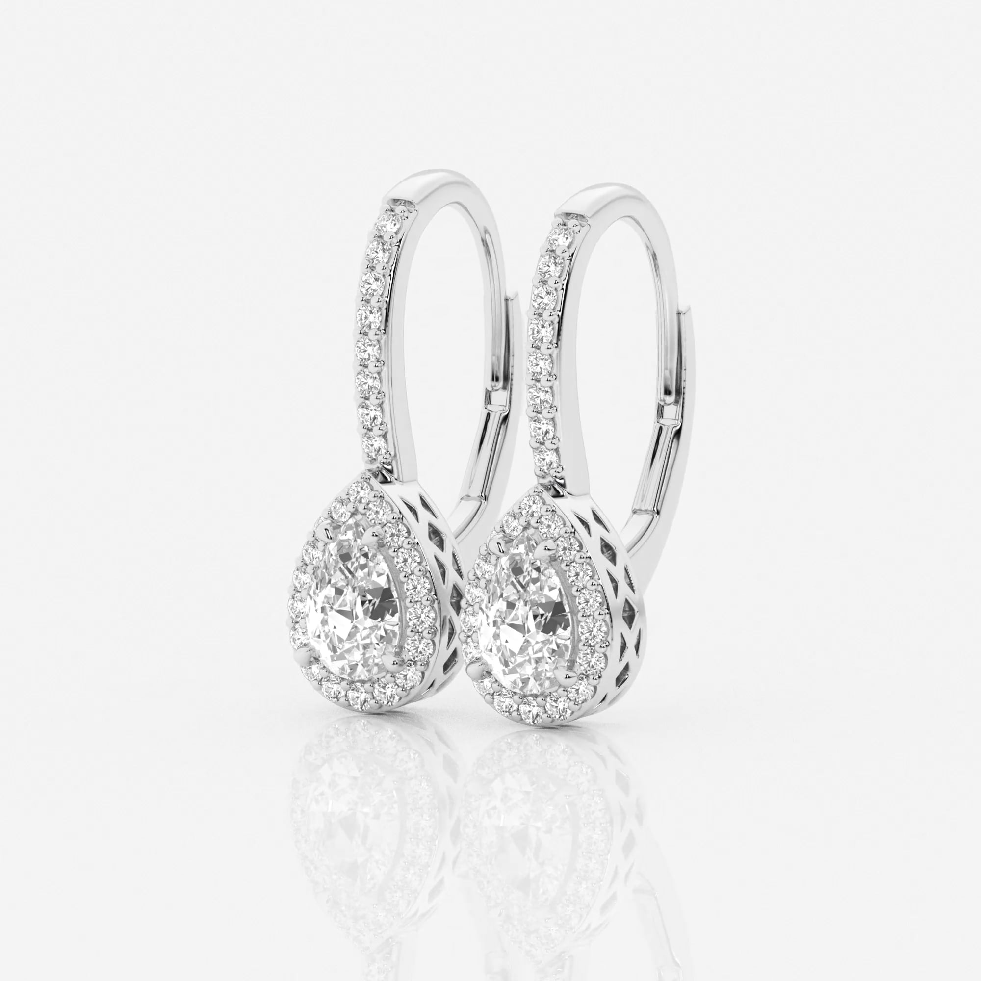 product video for 1 ctw Pear Lab Grown Diamond Halo Fashion Earrings