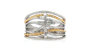 15 ct. t.w. Diamond Cross Crisscross Ring in Sterling Silver and 18kt Gold Over Sterling