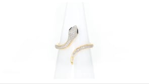 15 ct. t.w. Diamond Serpent Ring with Black Spinel in 18kt Gold Over Sterling