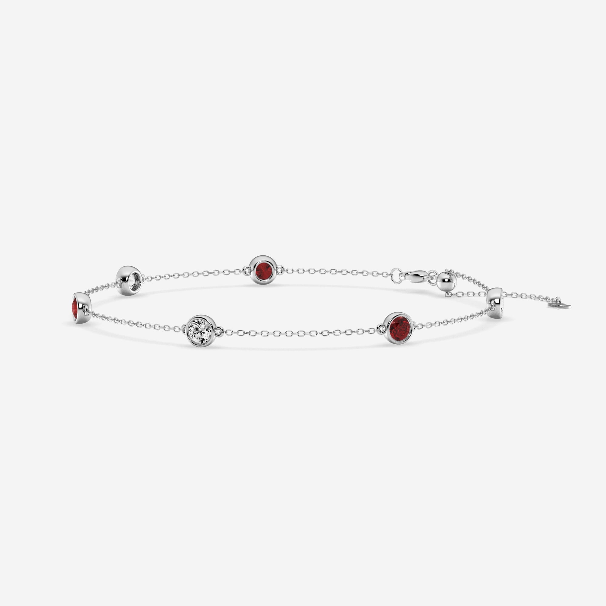product video for 4 mm Round Cut Created Ruby and 3/4 ctw Round Lab Grown Diamond Anklet