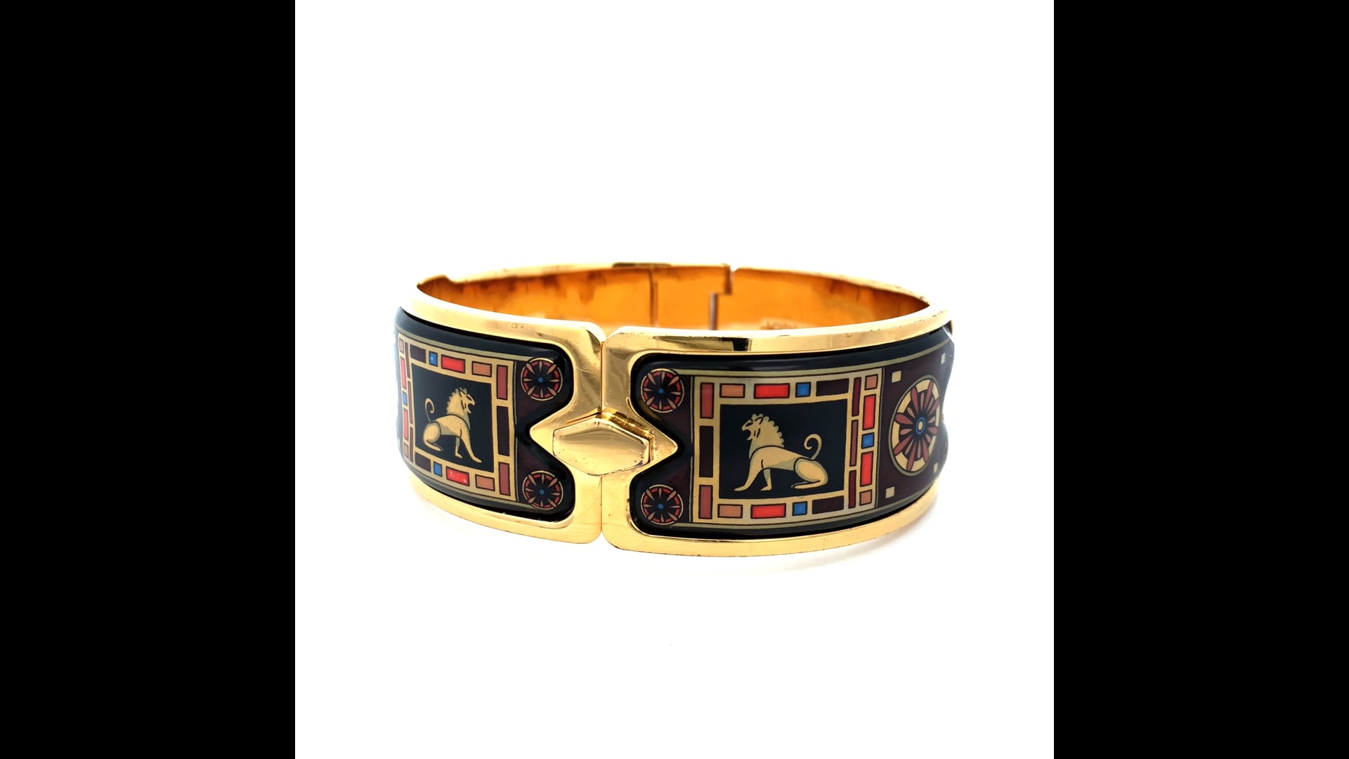 Michaela Frey Wien Vintage 24K Gold-Plated Enamel Hinged