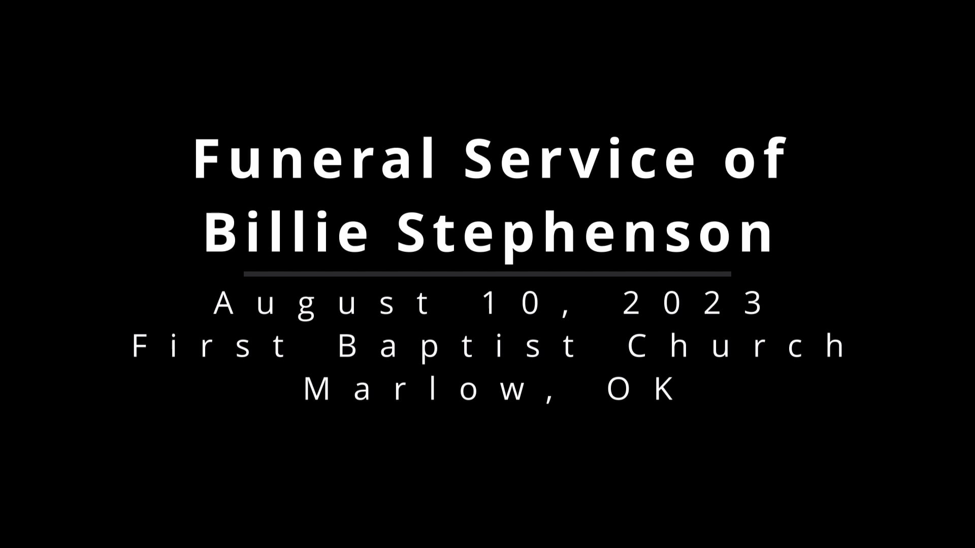 Billie Stephenson Funeral Service on Vimeo