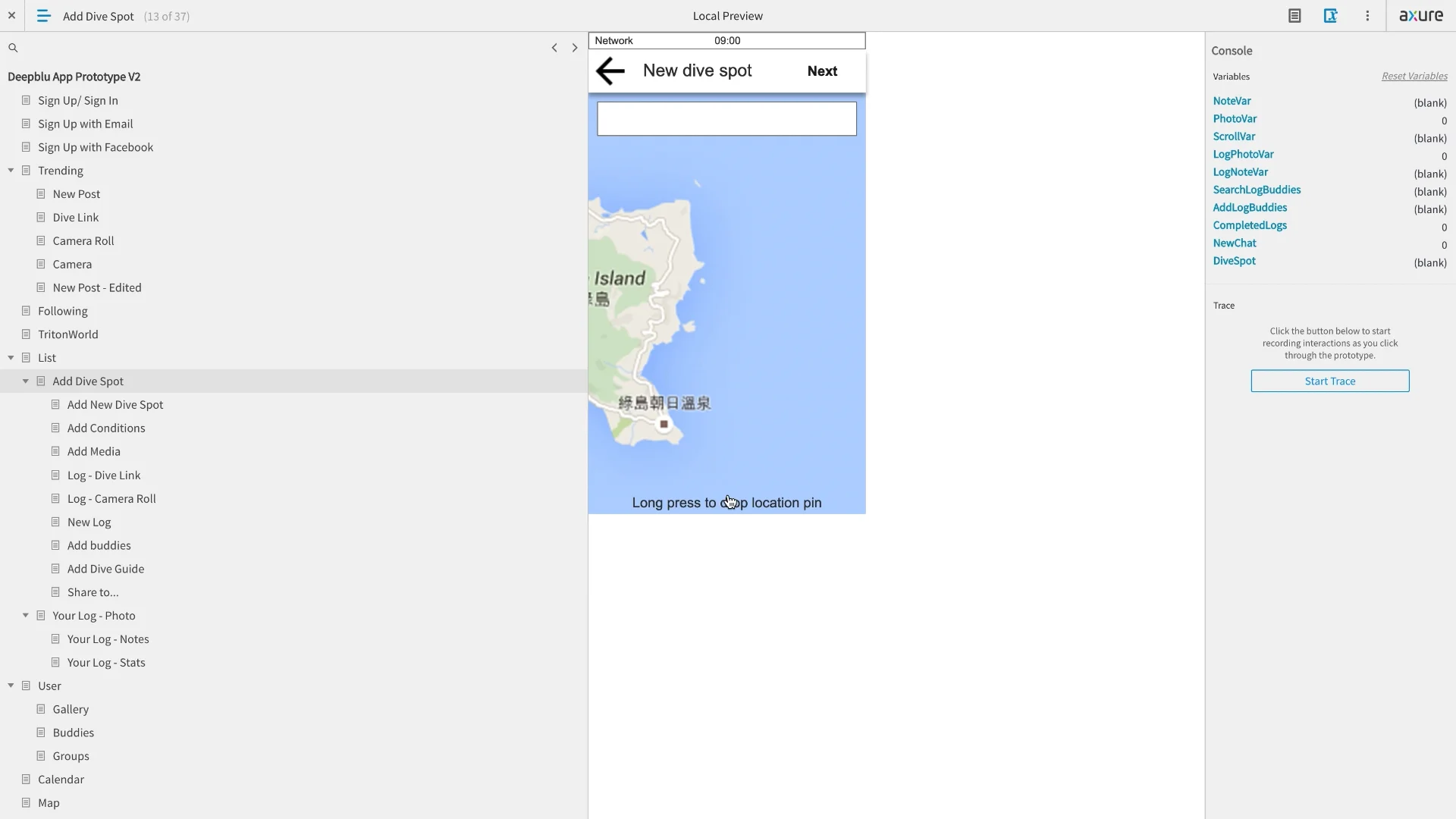 Deepblu App - Discover -Navigation Prototype (Axure RP) on Vimeo