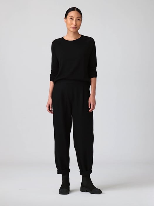 Boiled Wool Jersey Pleated Lantern Pant