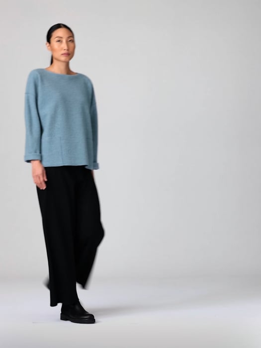 Lightweight Boiled Wool Bateau Neck Top in Regenerative Wool