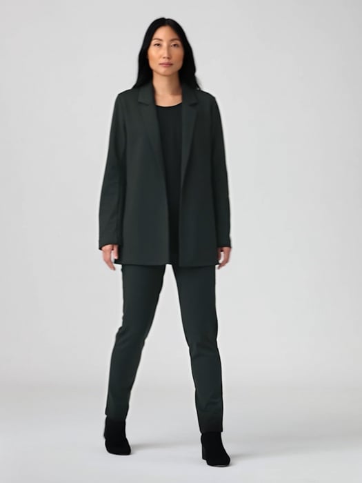 Washable Flex Ponte Notch Collar Long Blazer | EILEEN FISHER | 