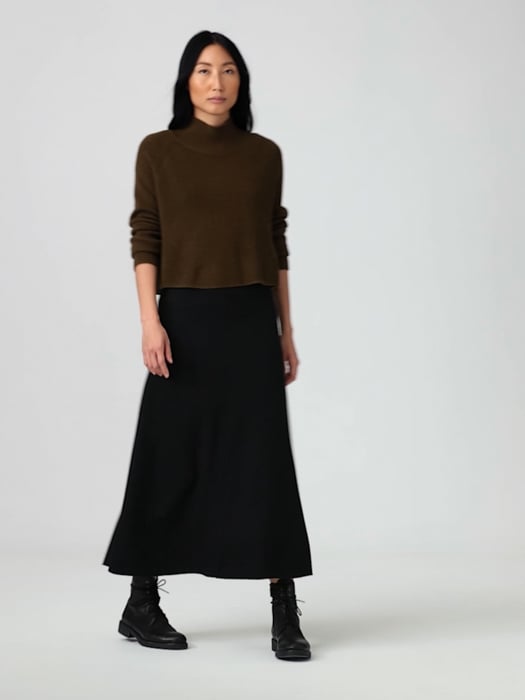 Boiled Wool Jersey A-Line Skirt | EILEEN FISHER