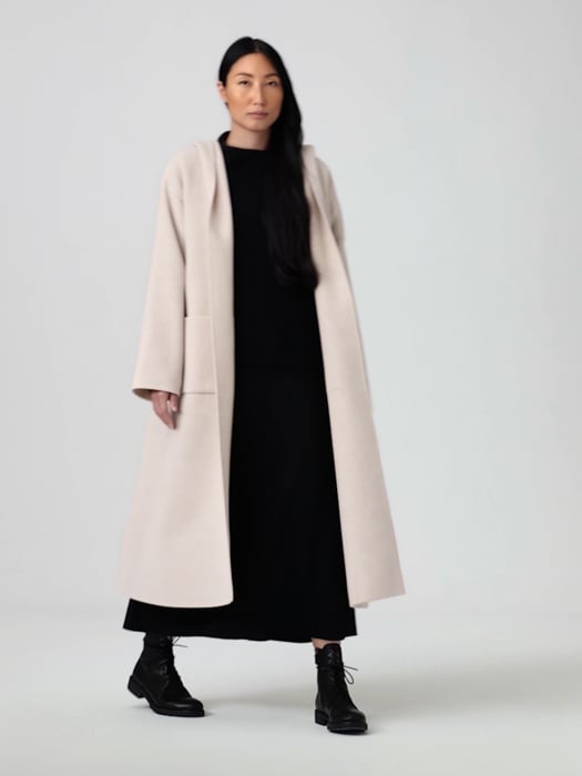 Hooded recycled wool coat, Contemporaine