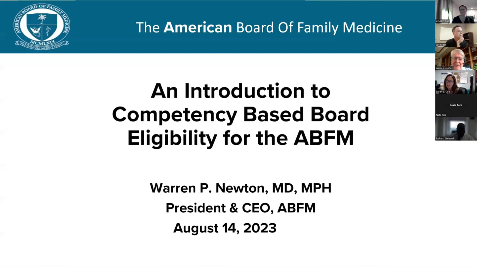 AFMRD Webinar Core and Competency Based ABFM Board Eligibility on Vimeo