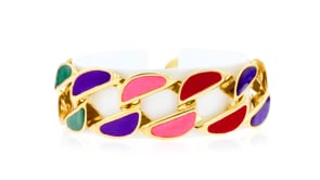 Italian Multicolored Enamel Curb-Link Bracelet in 18kt Gold Over Sterling