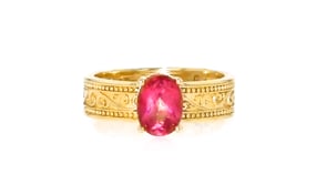 1.50 Carat Pink Topaz Scrollwork Ring in 18kt Gold Over Sterling