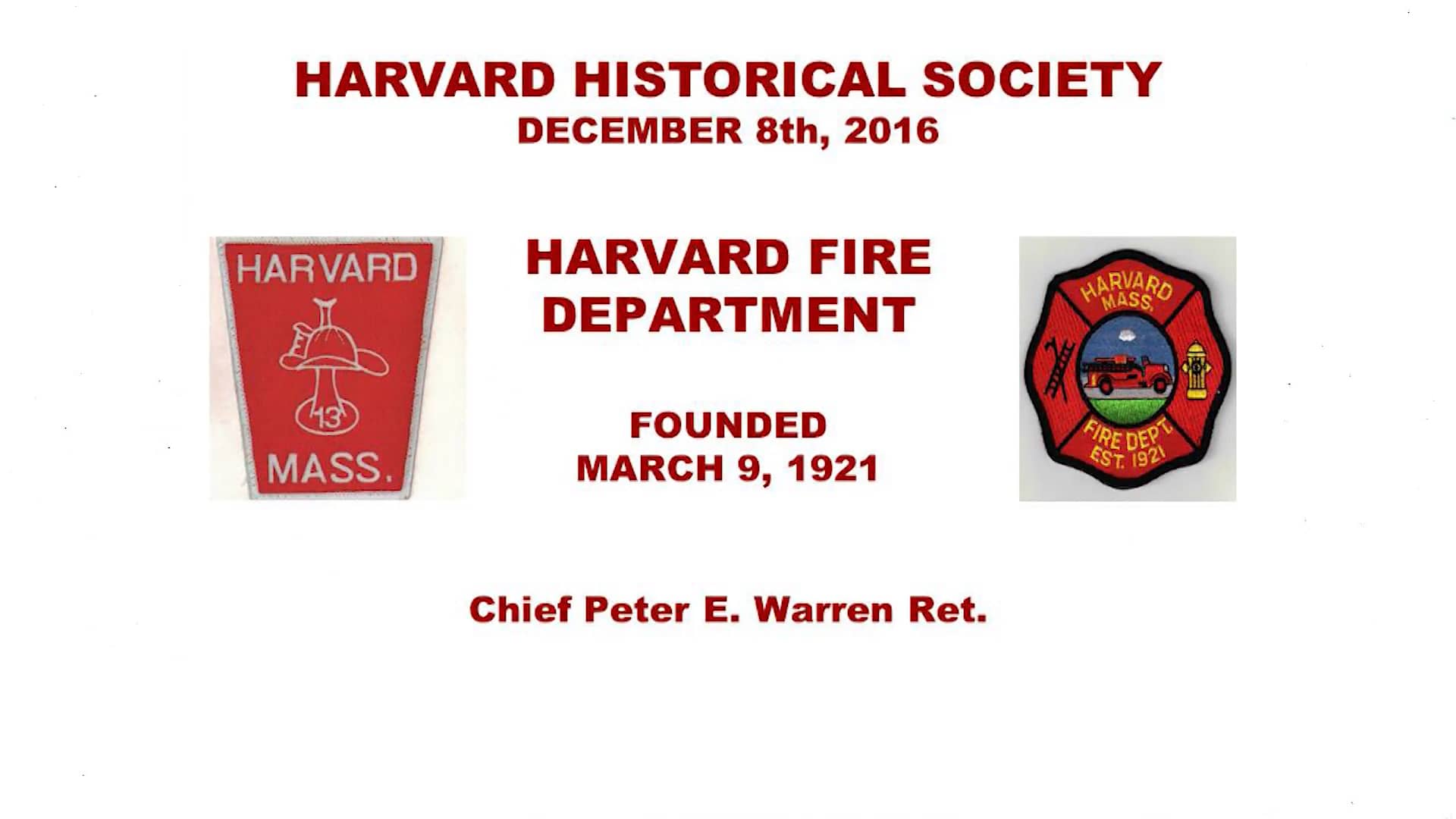 Harvard Historical Society Harvard Fire Department (2016) on Vimeo