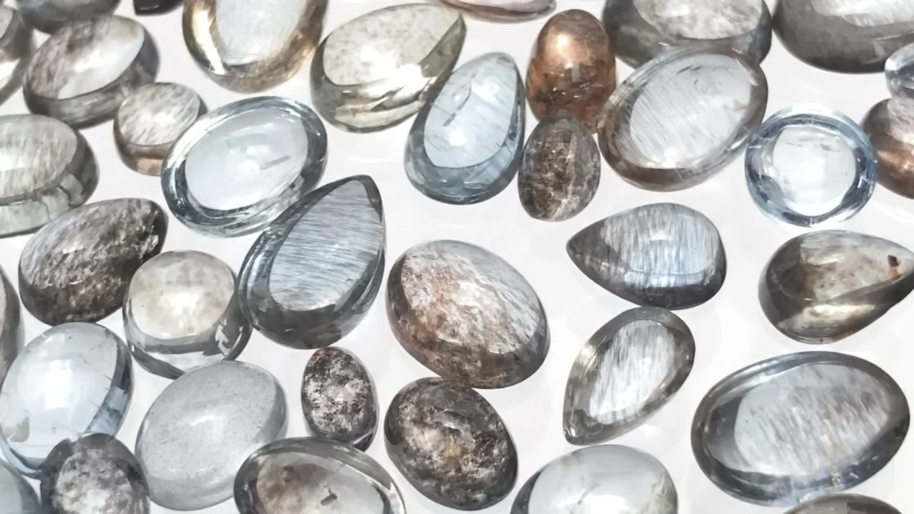 動画】宝石質モスアクアマリンAAA ミックスシェイプ カボション 10個